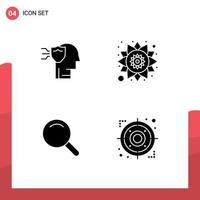 Pack of 4 Modern Solid Glyphs Signs and Symbols for Web Print Media such as personal ui shield rangoli strategy Editable Vector Design Elements