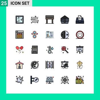 Modern Set of 25 Filled line Flat Colors Pictograph of calendar web table mailbox inbox Editable Vector Design Elements