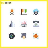 Modern Set of 9 Flat Colors Pictograph of graph chart down business graph Editable Vector Design Elements