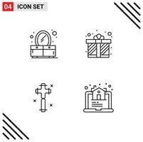 Stock Vector Icon Pack of 4 Line Signs and Symbols for bedroom cross gift love estate Editable Vector Design Elements