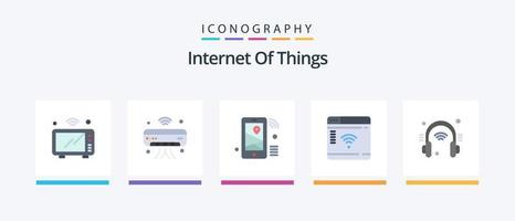 Internet Of Things Flat 5 Icon Pack Including router. internet. iot. wifi. location. Creative Icons Design vector