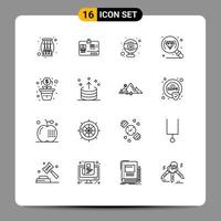 16 User Interface Outline Pack of modern Signs and Symbols of arrow money computer growth jewelry Editable Vector Design Elements