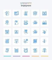 Creative Employment 25 Blue icon pack  Such As engineer. computer. hr. presentation. chart vector