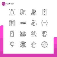 Set of 16 Modern UI Icons Symbols Signs for galaxy city day buildings device Editable Vector Design Elements