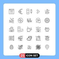 Universal Icon Symbols Group of 25 Modern Lines of triangle box column direction right Editable Vector Design Elements