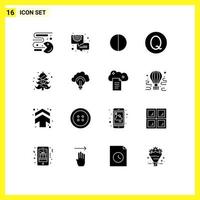 Pack of 16 Modern Solid Glyphs Signs and Symbols for Web Print Media such as idea tree antialiasing christmas centavo Editable Vector Design Elements