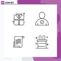 Group of 4 Modern Filledline Flat Colors Set for office screenplay check decree rabbit Editable Vector Design Elements