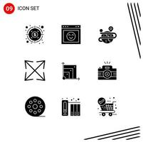 9 Thematic Vector Solid Glyphs and Editable Symbols of scince system process scalabel scale Editable Vector Design Elements