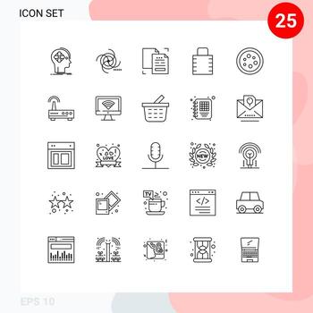 Pack of 25 creative Lines of protect key galaxy duplicate data Editable Vector Design Elements