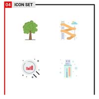 4 Universal Flat Icons Set for Web and Mobile Applications tree cable slider web usb Editable Vector Design Elements