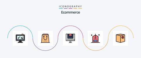 Ecommerce Line Filled Flat 5 Icon Pack Including discount. commerce. purchase. check. e vector