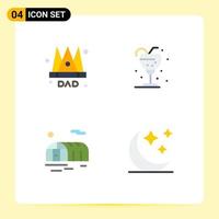 Universal Icon Symbols Group of 4 Modern Flat Icons of crown farming king glass greenhouse Editable Vector Design Elements