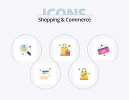 Compras y comercio paquete de iconos planos 5 diseño de iconos. junta. nuevo. buscar. llegada. regalo vector