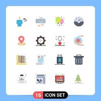 conjunto de 16 iconos modernos de la interfaz de usuario signos de símbolos para la ubicación del pin, velocidad de escritura, paquete editable de elementos de diseño de vectores creativos