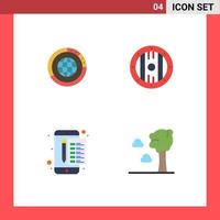 Editable Vector Line Pack of 4 Simple Flat Icons of management shield globe world archive Editable Vector Design Elements