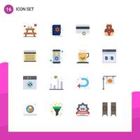 Mobile Interface Flat Color Set of 16 Pictograms of holidays vecation money calendar loving Editable Pack of Creative Vector Design Elements