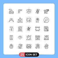 Universal Icon Symbols Group of 25 Modern Lines of hand watch time travel digital game Editable Vector Design Elements