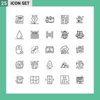 Universal Icon Symbols Group of 25 Modern Lines of video page briefcase document portfolio Editable Vector Design Elements