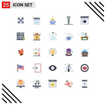 Editable Vector Line Pack of 25 Simple Flat Colors of web internet wifi spike modern Editable Vector Design Elements