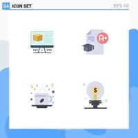 User Interface Pack of 4 Basic Flat Icons of computer winter monitore education cup Editable Vector Design Elements