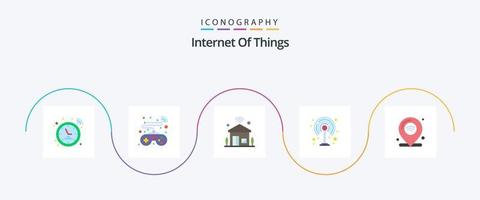 Internet Of Things Flat 5 Icon Pack Including internet of things. location. internet. wifi. modem vector