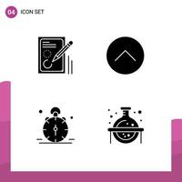 User Interface Pack of 4 Basic Solid Glyphs of edit alarm design media time Editable Vector Design Elements