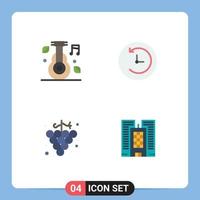 Set of 4 Modern UI Icons Symbols Signs for alternative fruit medicine clock building Editable Vector Design Elements