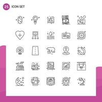 User Interface Pack of 25 Basic Lines of medical technology employee responsive devices Editable Vector Design Elements