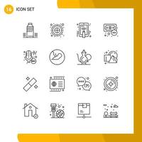 16 Outline concept for Websites Mobile and Apps mic finance dartboard economy gesture Editable Vector Design Elements