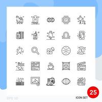 Set of 25 Modern UI Icons Symbols Signs for processor cpu scary chip duplicate Editable Vector Design Elements