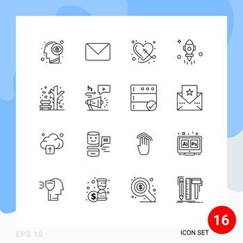grupo de 16 esquemas modernos establecidos para elementos de diseño de vectores editables de astronomía espacial rota de caída de mosca