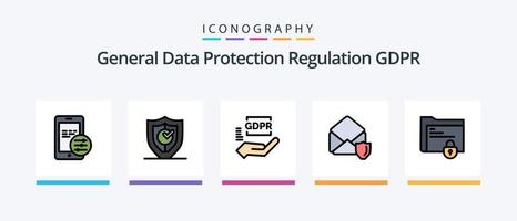 Gdpr Line Filled 5 Icon Pack Including gdpr . secure. gdpr . protection . data. Creative Icons Design vector