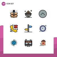 9 iconos creativos signos y símbolos modernos de comercio directo de comida por teléfono elementos de diseño vectorial editables multimedia vector