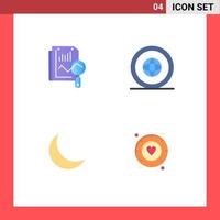 User Interface Pack of 4 Basic Flat Icons of file moon computing globe sleep Editable Vector Design Elements