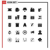 Modern Set of 25 Solid Glyphs and symbols such as lock wallet checked money card Editable Vector Design Elements