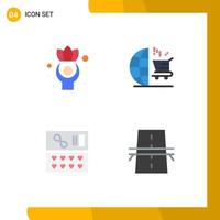 4 Thematic Vector Flat Icons and Editable Symbols of exercise cosmetic wellness seo bridge Editable Vector Design Elements