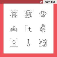 Modern Set of 9 Outlines and symbols such as forint home transformation lump sofa Editable Vector Design Elements