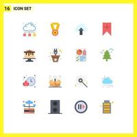 Universal Icon Symbols Group of 16 Modern Flat Colors of food cake upload user plus Editable Pack of Creative Vector Design Elements