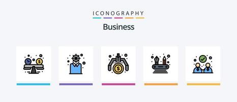 Business Line Filled 5 Icon Pack Including partnership. agreement. marketing. work wear. fashion. Creative Icons Design vector