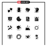 16 Creative Icons Modern Signs and Symbols of setting process mirror user map Editable Vector Design Elements