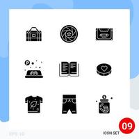 Universal Icon Symbols Group of 9 Modern Solid Glyphs of book taxi photo sign compact Editable Vector Design Elements