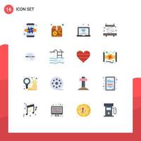 Mobile Interface Flat Color Set of 16 Pictograms of day calendar internet tools construction Editable Pack of Creative Vector Design Elements