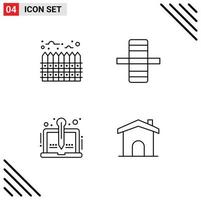 4 User Interface Line Pack of modern Signs and Symbols of estate story boundary side writer Editable Vector Design Elements