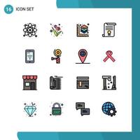 conjunto de 16 iconos modernos de la interfaz de usuario símbolos signos para el servicio diploma de educación de impresión móvil elementos de diseño de vectores creativos editables