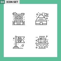 Stock Vector Icon Pack of 4 Line Signs and Symbols for city easter gas observatory flag Editable Vector Design Elements