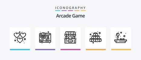 paquete de íconos de arcade line 5 que incluye el juego. laberinto. maquina de casino. divertida. juego. diseño de iconos creativos vector