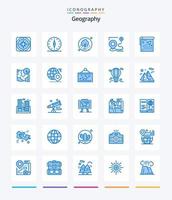 paquete de iconos azules de geografía creativa 25 como gps. mapa. verano. posición. objetivo vector