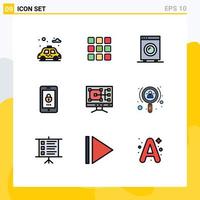 9 Creative Icons Modern Signs and Symbols of construction security electric mobile encryption Editable Vector Design Elements