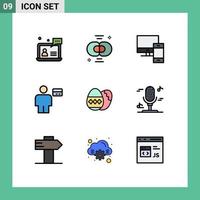 Pictogram Set of 9 Simple Filledline Flat Colors of card avatar chemistry phone mac Editable Vector Design Elements