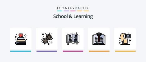 School And Learning Line Filled 5 Icon Pack Including . education. education. bookmark. education. Creative Icons Design vector